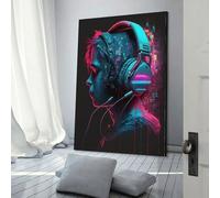 QBIREX Live Music Neon Poster Canvas Painting Wall Art Nordic Prints For Home Decor Picture Gifts Women Men 12x18inch(30x45cm)