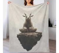 QBIREX Meditating Goat on A Cliff Fluffy Fleece Blanket Thick And Elegant Massive Blanket for Bed Grandma Snug Gifts 50x60inch(127x152cm)