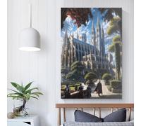 QBIREX Meeting at The Cathedral Wall Pictures Living Room Kitchen Home Decorations Living Wall 20x30inch(50x75cm)