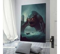 QBIREX Monster Invasion Art Canvas Paintings On The Wall Art Posters And Prints Hand to Hand Art Pictures Poster Home Decor12x18inch(30x45cm)