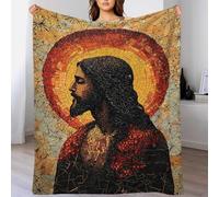 QBIREX Mosaic Jesus Portrait Blanket Throw Washable Easy Care Daughter Blanket from Mum for Camping for Lover Hubby Wifey Women Men 70x80inch(180x200cm)
