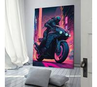 QBIREX Neon Future City Wall Art Motivational Posters Canvas Prints Painting Picture Artwork Living Room Office Wall Decor 24x36inch(60x90cm)