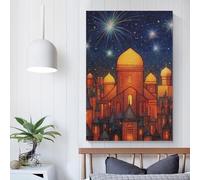 QBIREX Nighttime Cityscape with Fireworks Wall Pictures Living Room Living Room & Bathroom Decor Canvas Wall Art 08x12inch(20x30cm)