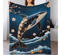 QBIREX Orca Kintsugi Art 3D Printed Flannel Fleece Blanket Soft Lightweight Warm And Cozy for Bed, Couch 40x50inch(100x130cm)