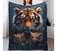 QBIREX Printed Fleece Throw Blanket for Adult Tiger Family Portrait Soft Warm Microfiber Bed Winter Flannel Blankets 40x50inch(100x130cm)