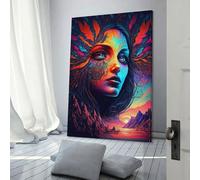 QBIREX Psychedelic By Nature Canvas Artwork Modern Wall Art Painting Prints Poster for Boys Room Office Workplace Home Wall Decor Stretched Easy to Hang 20x30inch(50x75cm)