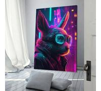 QBIREX Punk Rabbit Poster Decorative Painting Canvas Wall Posters And Art Picture Print Modern Family Bedroom Decor Posters 16x24inch(40x60cm)