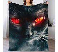 QBIREX Red Eyed Feline Girls Fluffy Blanket Thick Tv Blanket for Bedroom And Offices for Girlfriend Couple Romantic 40x50inch(100x130cm)