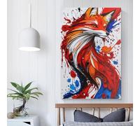 QBIREX Red Fox Splash Bathroom Pictures for Home Walls Large Canvas Wall Art for Living Room 16x24inch(40x60cm)