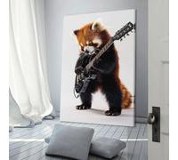 QBIREX Red Panda Guitar Poster Print Art Wall Painting Canvas Posters Modern Bedroom Decor Birthday Decoration Supplies 20x30inch(50x75cm)