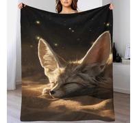 QBIREX Sleeping Fennec Fox in The Desert Blanket Fleece Large Thick Soft Cozy Flannel Blanket Throw for Adults Couch Bed Thanksgiving Gift 40x50inch(100x130cm)