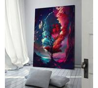QBIREX Space Fantasy Landscapes Canvas Artwork Modern Wall Art Painting Prints Poster for Boys Room Office Workplace Home Wall Decor Stretched Easy to Hang 16x24inch(40x60cm)