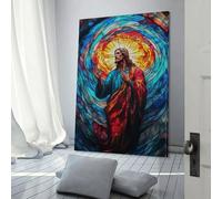 QBIREX Stained Glass Jesus Bathroom Prints for Walls For Home Modern Decoration Paintings Wall Art 12x18inch(30x45cm)