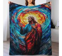 QBIREX Stained Glass Jesus Oversized Warm Adult Super Soft Blanket 3D Print Anti-pilling Flannel For Adults for Bed 60x80inch(150x200cm)