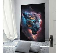 QBIREX Starry Stealth Panther Posters Prints Oil Canvas Mural Painting Lying Sideways Modern Wall Art Bathroom Decor 08x12inch(20x30cm)