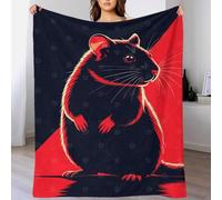 QBIREX Stylized Rat Illustration in Red And Black Fleece Throw Blanket, Thanksgiving Gift Fluffy Soft Couch Bed Blanket for Bedroom Living Rooms 50x60inch(127x152cm)