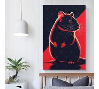 QBIREX Stylized Rat Illustration in Red And Black Living Room Decorations for Wall for Home Living Room Bedroom Decor Artwork Living Wall 08x12inch(20x30cm)