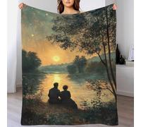 QBIREX Sunset Romance by The River Blankets for Beds Soft Super Soft Blanket for Bed Grandma Snug Gifts 40x50inch(100x130cm)