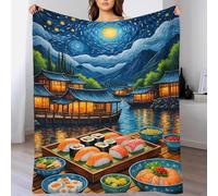 QBIREX Sushi Starry Night Throw Blanket for Adults Soft Warm Flannel Fleece Blanket for Bed And Couch 50x60inch(127x152cm)