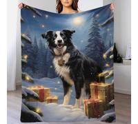 QBIREX Sweet Border Collie Xmas Christmas Blanket Warm & Extra Soft Nanny Blanket for Bed for Lover Hubby Wifey Women Men 60x80inch(150x200cm)
