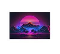 QBIREX Synthwave Landscapes Wall Decoration for Living Room for Teens Girl Women Living Room Decoration Toilet Wall Art 16x24inch(40x60cm)