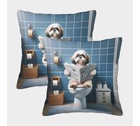 QBIREX The Dog Toilet Is Full of Newspapers King Size Pillow Cases for Sofa/Couch Living Room Mite Protections Large Pillow Cases 45x45cm