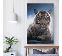 QBIREX The Tiger And The Moon Canvas Posters Wall Art Wall Art Prints Room Kitchen Anniversary Wife Husband Supplies Home Decoration 12x18inch(30x45cm)