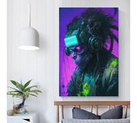 QBIREX The Virtual Apes Canvas Wall Art Prints Hanging Poster Yoga Studio Room Decor Inner Peace Reiki Wall Art Spiritual Healing Gift for Family Friend 24x36inch(60x90cm)