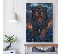 QBIREX Tiger in The Night Art Poster Fancy Wall for Living Room Bar Decoration Room Wall Decor Birthday Couple Celebrating 20x30inch(50x75cm)