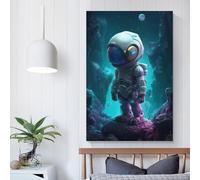 QBIREX Tiny Astronaut Art Canvas Paintings On The Wall Art Posters And Prints Hand to Hand Art Pictures Poster Home Decor20x30inch(50x75cm)