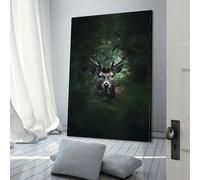 QBIREX Trophy Deer Head Stag Funny Bathroom Wall Art Animal Lovers Canvas Picture For Teens Game Boys Room Wall Decor 16x24inch(40x60cm)