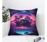 QBIREX Villa_On_the_island Silky Pillowcase for Sofa And Bedroom Super Soft And Cozy Pillow Case 2 Pack 45x45cm