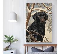 QBIREX Vintage Black Labrador Modern Wall Artwork for Adults And Kids DIY Oil Painting on Canvas Wall Art Decoration Gift 20x30inch(50x75cm)