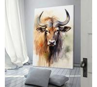 QBIREX Wildebeest Watercolor Custom Canvas Prints For Teens Game Boys Room Wall Decor Large Wall Art 24x36inch(60x90cm)