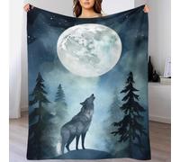 QBIREX Wolf Howling at The Moon Warm & Extra Soft Cute Blanket Suitable for All Season Massive Blanket Grandma Snug Gifts 40x50inch(100x130cm)