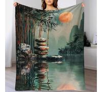 QBIREX Zen Garden Moon Blanket for Bed Double Warm & Extra Soft Daughter Blanket from Mum for Settee Kid 50x60inch(127x152cm)
