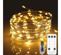 Qbis 100 Fairy Lights, 100 Micro LED String Lights, Remote Control, USB Plug, Timer, Multi Function, Adjust Brightness, Micro LED String Lights (Warm White)