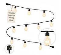 Q onnectable Festoon Lights Outdoor, IP67 Garden String Light System for Patio Decking Pergola Wedding, Choose Starter Set, Add-On Lights or 5m Extension Cable (Starter Set - Lights + Power Cable)