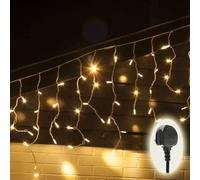 Q onnectable Icicle Lights (3m), Commercial Outdoor Christmas Lights, Extendable Outdoor Mains Powered, Warm White Static + Twinkling, Strong Rubber Cable, Join up to 20 Sets (Includes Plug)