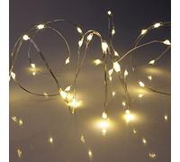 Qbis Micro LED String Lights, Warm White, Silver Wire Lights, with Timer Mode, Battery operated Firefly Fairy Lights (4 x 40 LED)