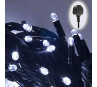 Qbis Outdoor Christmas Lights Mains Powered, 100 Cold White LED Connectable Professional String Lights, Outdoor Christmas Tree Lights, Strong Rubber Cable, 10m, Join up to 20 Sets(Includes Plug)