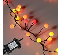 Qbis Premium LED Cluster Lights with Berry Covers. Christmas Garland Fairy Lights. Red, Orange and Yellow. Christmas Lights with a Warm Glow for Halloween (240 LED Berry Sunset (Black Wire))