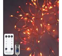 Qbis Red & Orange Micro LED Fairy Lights on Thin Copper Wire - 5m USB String Lights with Remote, Timer, Multifunction Modes, Indoor Outdoor, Christmas or Fireplace Decor (Sunset2, Red & Orange)