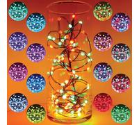 Qbis RGB Fairy Lights with Remote, 5m Christmas Lights on Black Wire, LED Lights for Bedroom, Dimmable Colorful Christmas Lights Indoor, Timer 4/6/8hr, Perfect Christmas Tree Lights