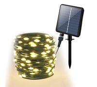 Qbis Solar Christmas Lights - 200 Warm White LED String Lights Outdoor, 20M/65ft Green Wire, Multifunction Fairy Lights for Christmas Tree (200 LEDs)