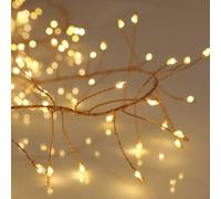 Qbis Warm White Cluster Lights, 200 LEDs on Thin Copper Wire. Multifunction Cluster Fairy Lights with Remote and Timer. 2m of USB plugin Christmas String Light with Memory.