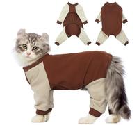 QBLEEV Cat Pajamas for Cats Only, Sticky Hair Cat Clothes, Prevent Lost Fur Kitten Onesie Shirts Costumes Outfits for Daily Wear Parties Photography, Cat Recovery Suit for Cats or Small Dogs