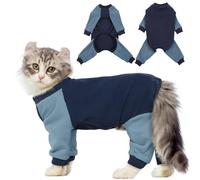 QBLEEV Cat Pajamas for Cats Only, Sticky Hair Cat Clothes, Prevent Lost Fur Kitten Onesie Shirts Costumes Outfits for Daily Wear Parties Photography, Cat Recovery Suit for Cats or Small Dogs