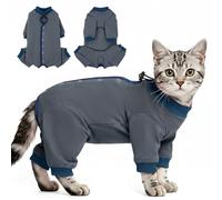 QBLEEV Cat Recovery Suit After Surgery, Anti Licking Surgical Cat Onesie with Adjustable Neck, Post-Surgery Spay Neuter Pajamas for Female Male Cats - Abdominal Wounds or Skin Diseases, S-XL