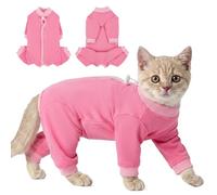 QBLEEV Cat Recovery Suit After Surgery, Anti Licking Surgical Cat Onesie with Adjustable Neck, Post-Surgery Spay Neuter Pajamas for Female Male Cats - Abdominal Wounds or Skin Diseases, S-XL
